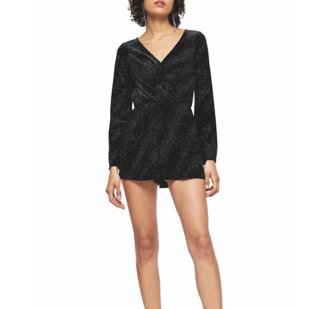 Topshop Glitter Velvet Short Romper